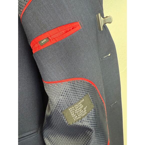 Bocaccio Uomo Navy Stretch 3-Piece Suit Blazer Vest Pants 44R New With Tags - Picture 3 of 12